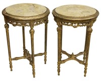 (2) FRENCH LOUIS XVI STYLE PARCEL GILT SIDE TABLES