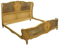 ITALIAN LOUIS XV STYLE PAINTED CANED BED