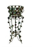 METAL FLORAL ACCENTED PLANT STAND