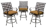 (3) OUTDOOR PATIO IRON BAR-HEIGHT CHAIRS