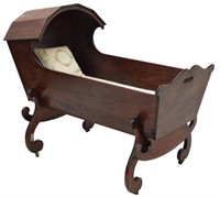 MAHOGANY HOODED CRADLE ON STAND