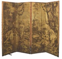 FRENCH STYLE TAPESTRY FOUR-PANEL DRESSING SCREEN