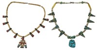(2) NATIVE AMERICAN TURQUOISE & EAGLE NECKLACE