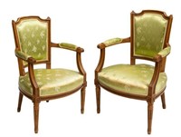 (2) FRENCH LOUIS XVI STYLE FAUTEUIL ARMCHAIRS
