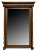 LARGE HENRI II STYLE CARVED OAK WALL MIRROR