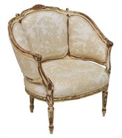 FRENCH BERGERE UPHOLSTERED ARMCHAIR