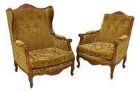 (2) FRENCH LOUIS XV STYLE HIS & HER ARMCHAIRS