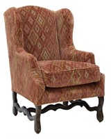 LOUIS XIII STYLE UPHOLSTERED WINGBACK ARMCHAIR