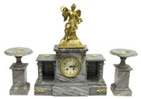 (3) FRENCH JAPY FRERES & CIE MANTEL CLOCK SET