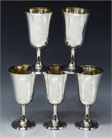 (5) E.A.M. STERLING SILVER WATER OR WINE GOBLETS