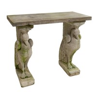 FRENCH CAST STONE WINGED BIRD GARDEN TABLE
