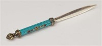 RUSSIAN .875 SILVER GUILLOCHE LETTER OPENER