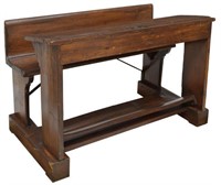 CONTINENTAL SCHOOL DESK WITH ATTACHED BENCH