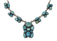 NATIVE AMERICAN STERLING & TURQUOISE NECKLACE