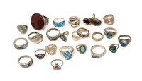 (23) GROUP SOUTHWEST SILVER & TURQUOISE RINGS
