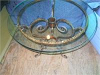 Round Glass Top Iron Table 27"Tall and 30"Wide
