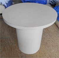 Cream Colored Round Bistro Table with Pink Cover