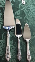 (3) SERVING KNIVES WITH STERLING HANDLES
