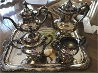 SILVERPLATE TEA SERVICE AND TRAY