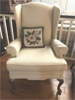 QUEEN ANNE STYLE WINGBACK CHAIRS, X2