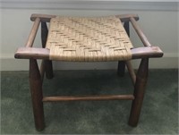 WALNUT STOOL WITH WOVEN SEAT