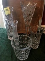 (5) CLEAR GLASS VASES