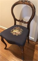 VICTORIAN CARVED NEEDLEPOINT CHAIR