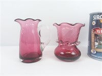 2 vases en verre Crane Berry Pilgrim glass vases