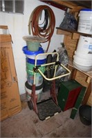 Contents of room - air compressor, dolly,