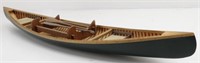 Hand Made Wooden Long Boat Model w/ Oars