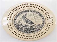 Scrimshaw Style Peg Game with Trout Design