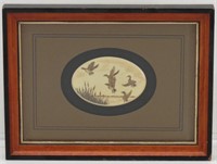 Small Scrimshaw Framed Duck Art Piece