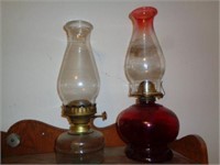 2 Oil Lamps and Dishes