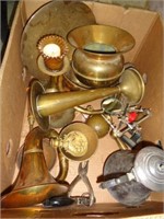 Brass Spittoon, Platters, etc in Box