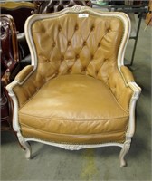 French Provincial Leather Parlor Chair 35"h x 27"w