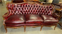 French Provincial Leather Sofa - 70"l x 35" x 22"
