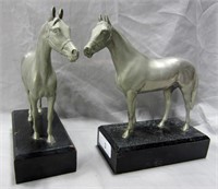 2 pcs Metal & Marble Base Horse Bookends