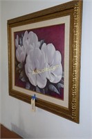 Framed painting of magnolias 38.5 in. x 32 in.
