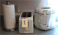 Toaster and DeLonghi fryer, paper towel holder