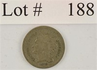 Lot #188 - 1873 3 Cent Nickel