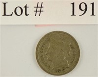 Lot #191 - 1876 3 Cent Nickel