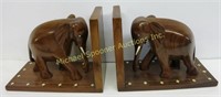 AFRICAN ELEPHANT BOOKENDS INLAID WITH IVORY