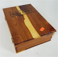 Wooden bible case w/ bible inside