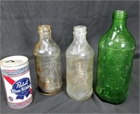 Vintage pepsi, mountain dew and pabst bottles