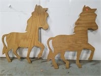 Set of 2 wood horse cut outs
