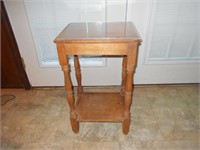 Small Wood Side Table with Glass Top 27 1/2"Tall