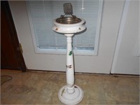 Old Metal and Wood Ash Tray and Stand
