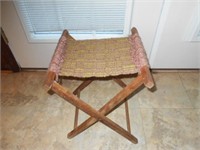 Small Folding Chair Wood and Yarn 16"Tall