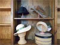 4 Hats and Stands and 1 Hat Box