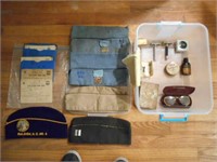 Box Lot of Vintage Men's Items and Ration Stamps